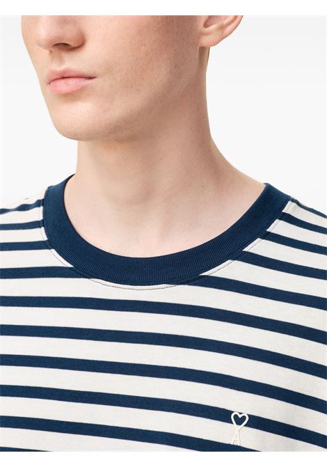 t-shirt mariniere ls blu e bianca AMI PARIS | UTS375.JE0210A044